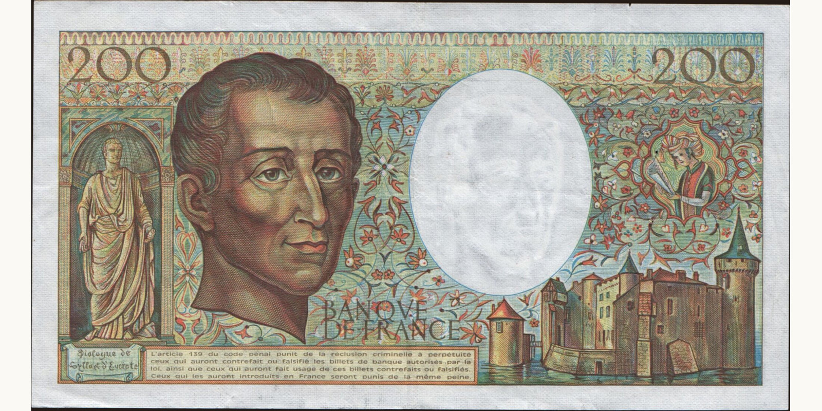 200 franc Франция 1983 — Оборотная сторона