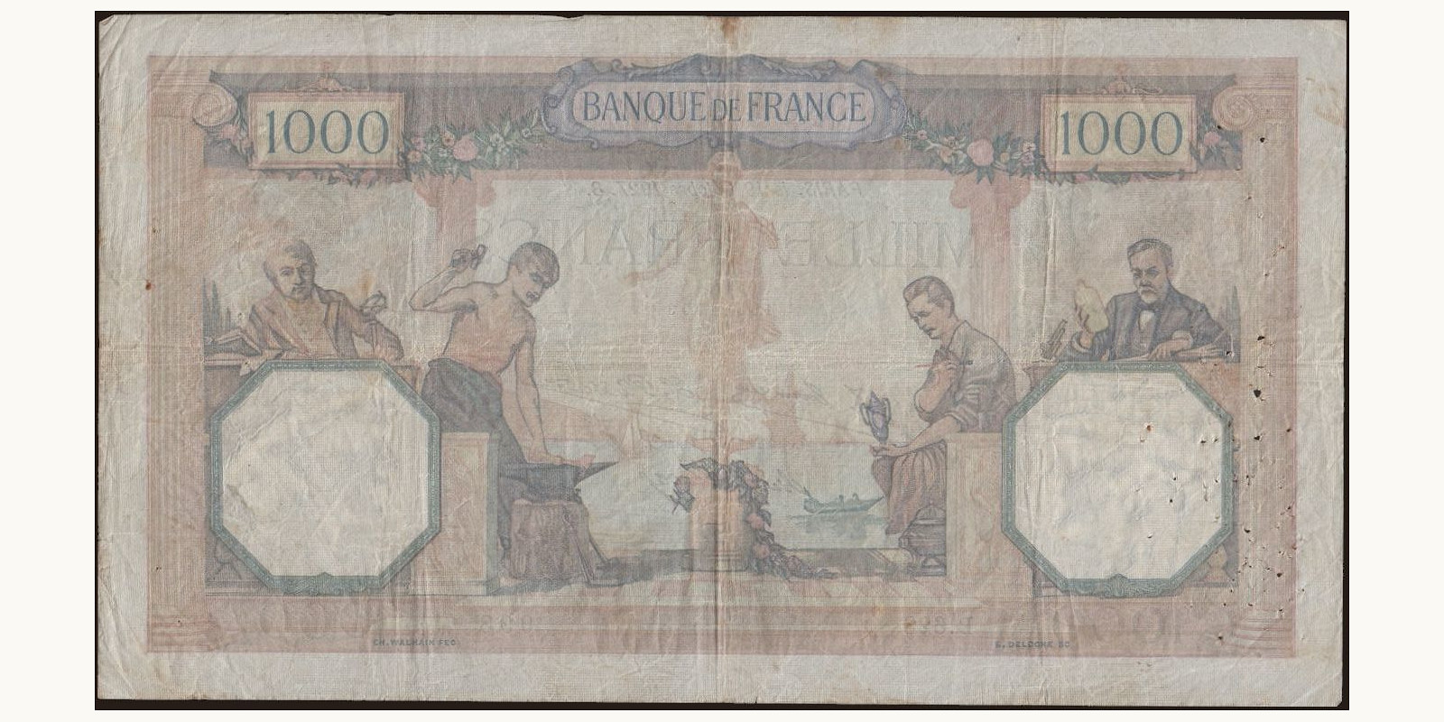 1000 franc Франция 1927 — Оборотная сторона
