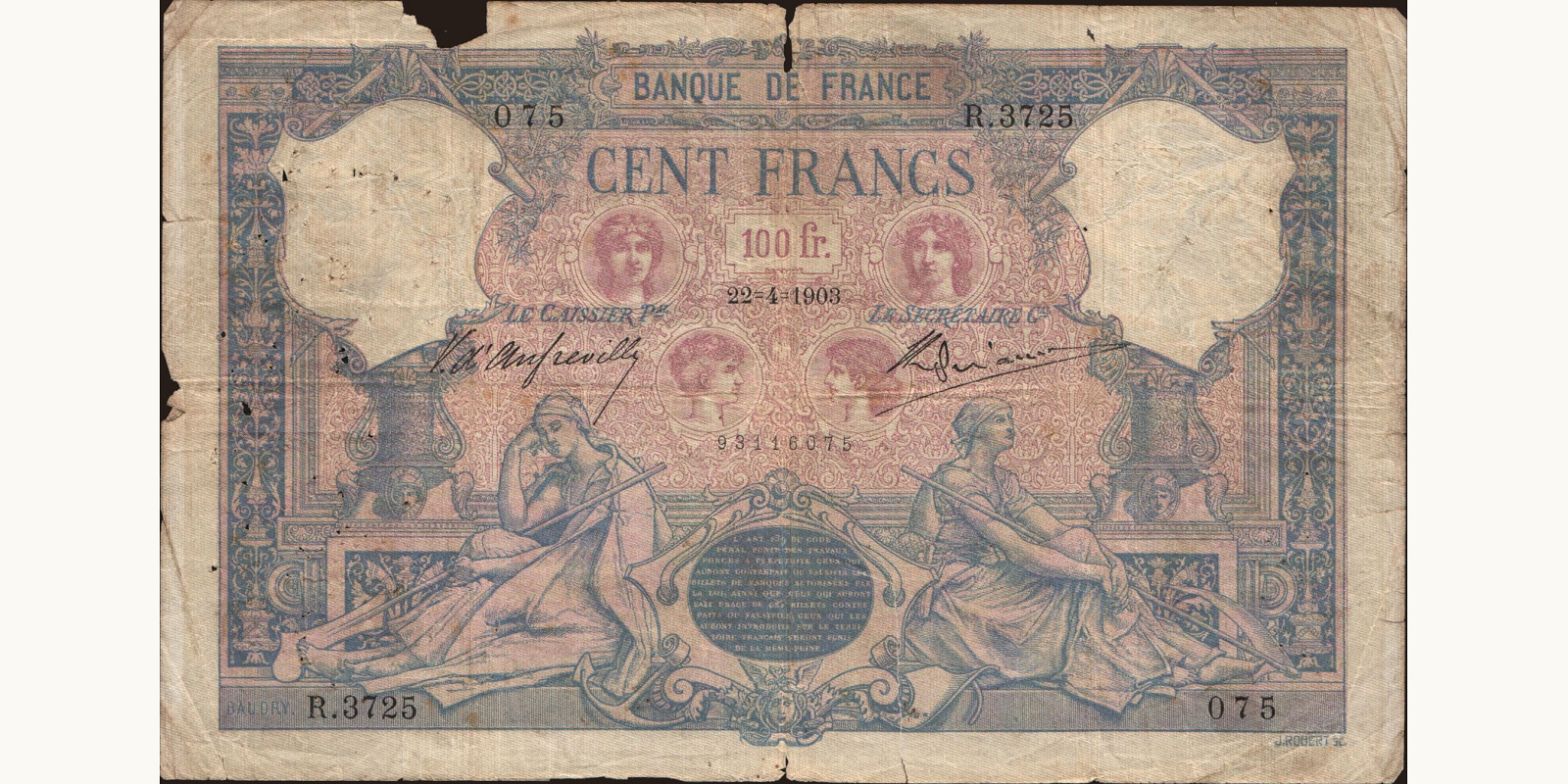 100 franc Франция 1903 — Лицевая сторона