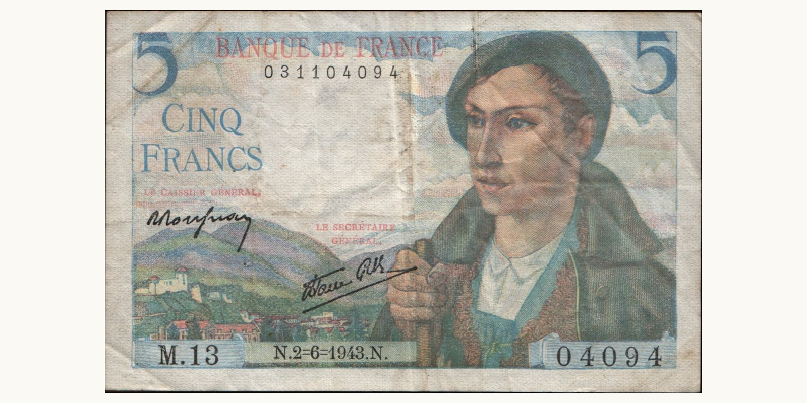 5 franc France 1943 — Front side