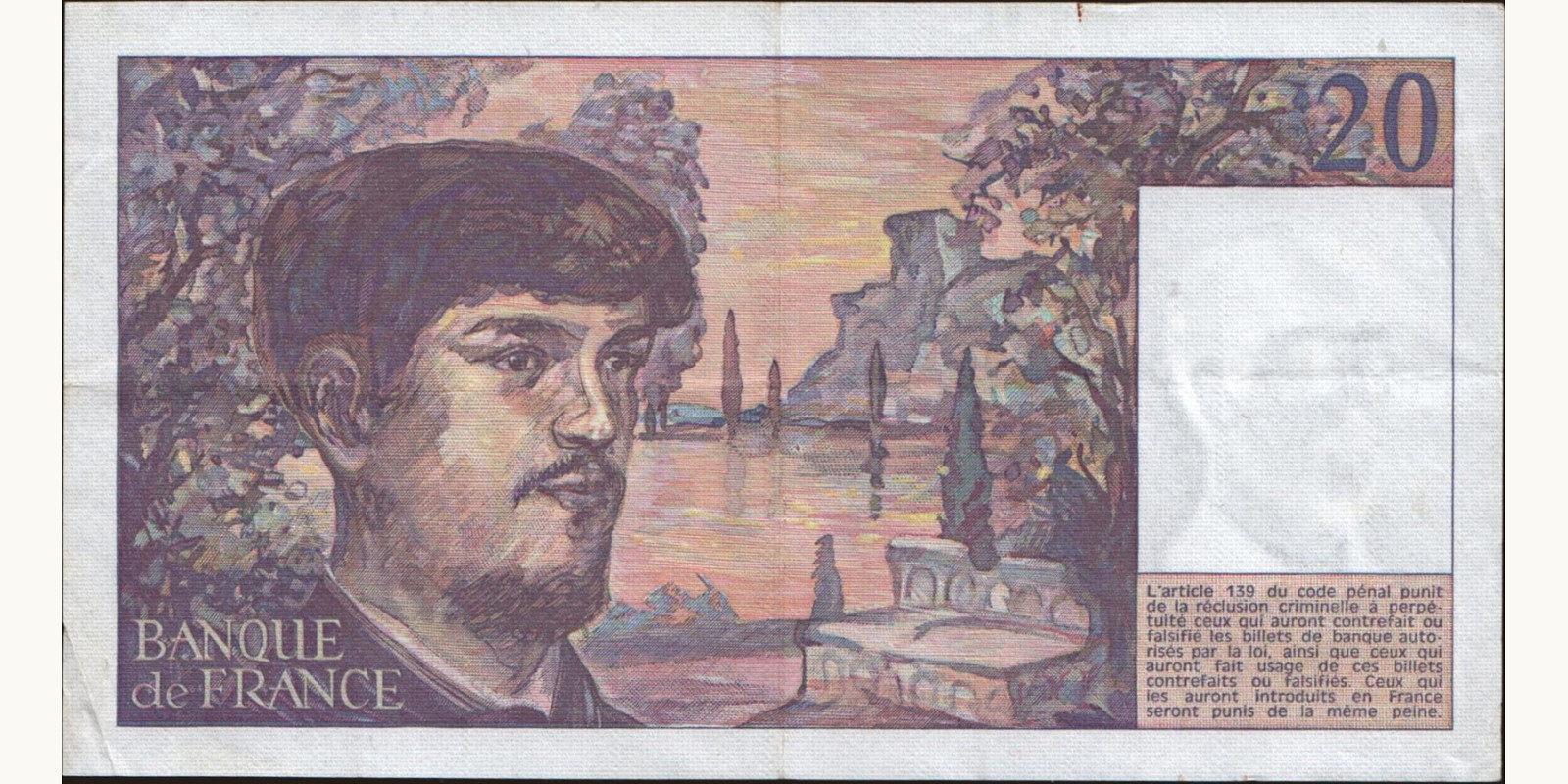 20 franc France 1984 — Back side