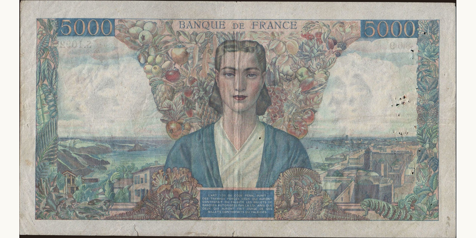 5000 franc France 1945 — Back side