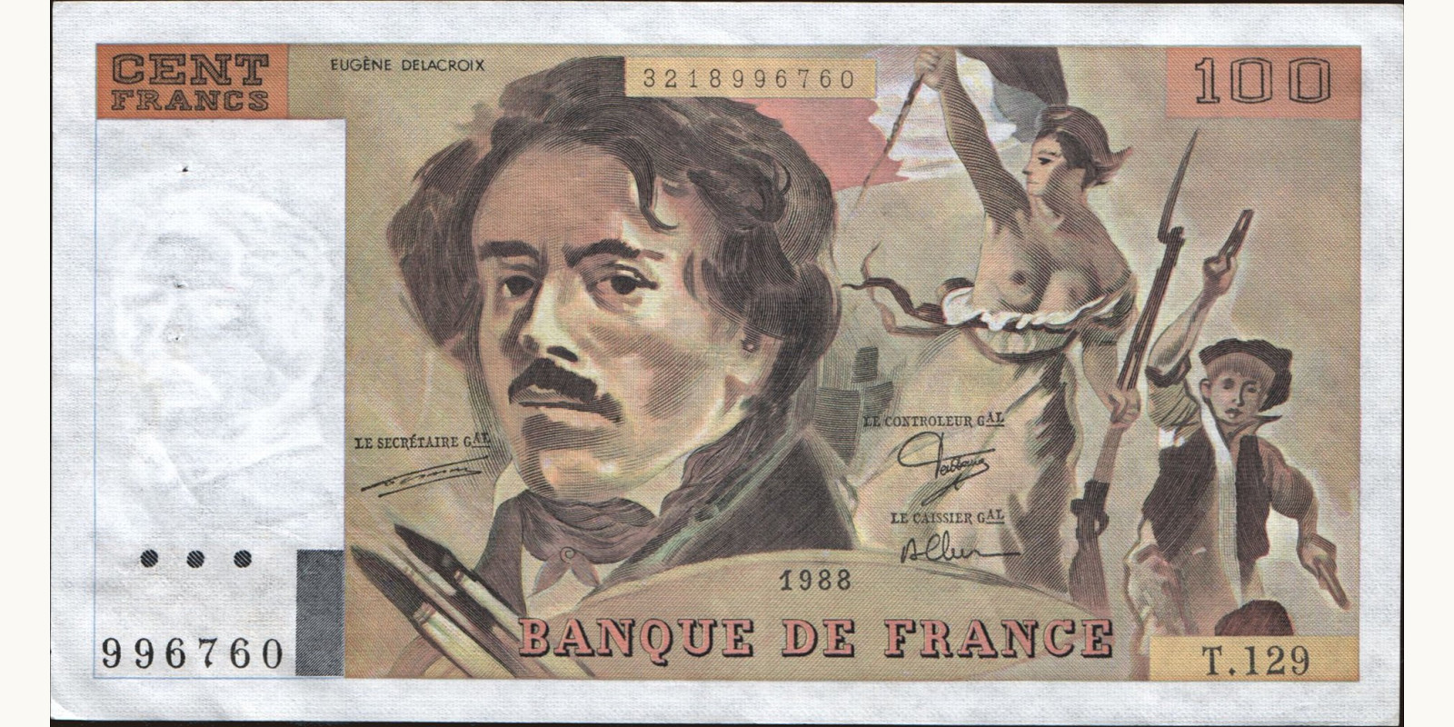 100 franc France 1988 — Front side