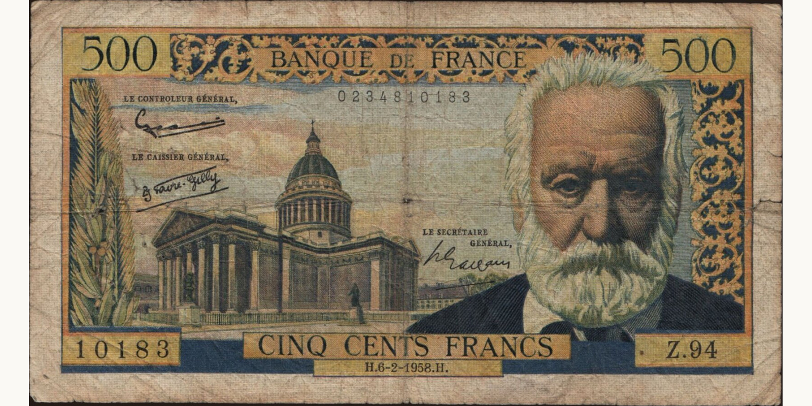 500 franc Франция 1958 — Лицевая сторона