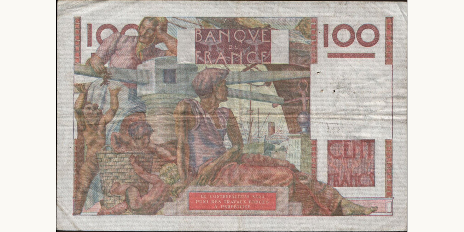 100 franc France 1952 — Back side