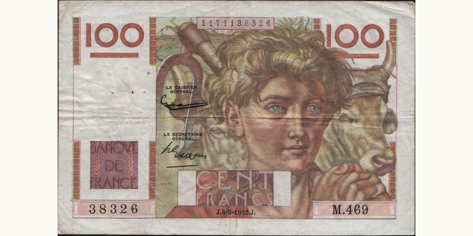 100 franc France 1952 — Front side