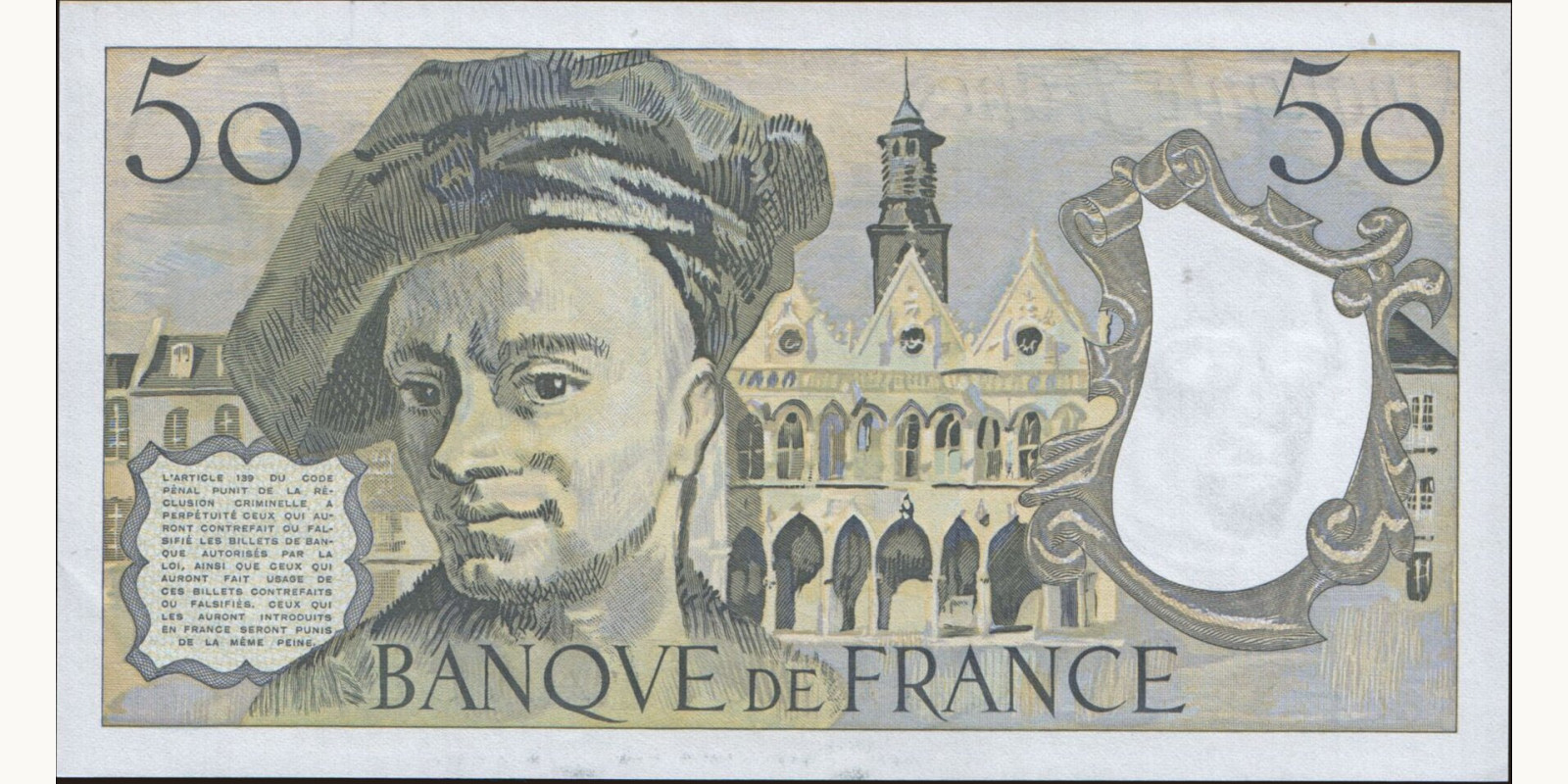 50 franc Франция 1992 — Оборотная сторона