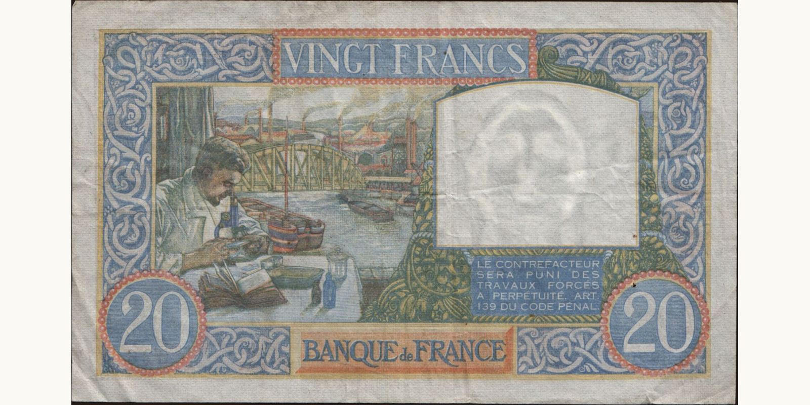 20 franc Франция 1941 — Оборотная сторона