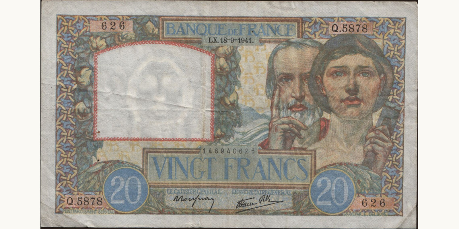 20 franc Франция 1941 — Лицевая сторона