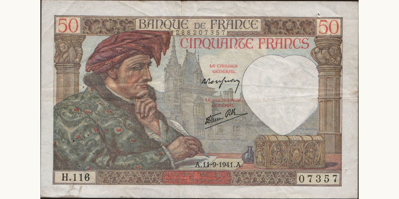 50 franc Франция 1941 — Лицевая сторона