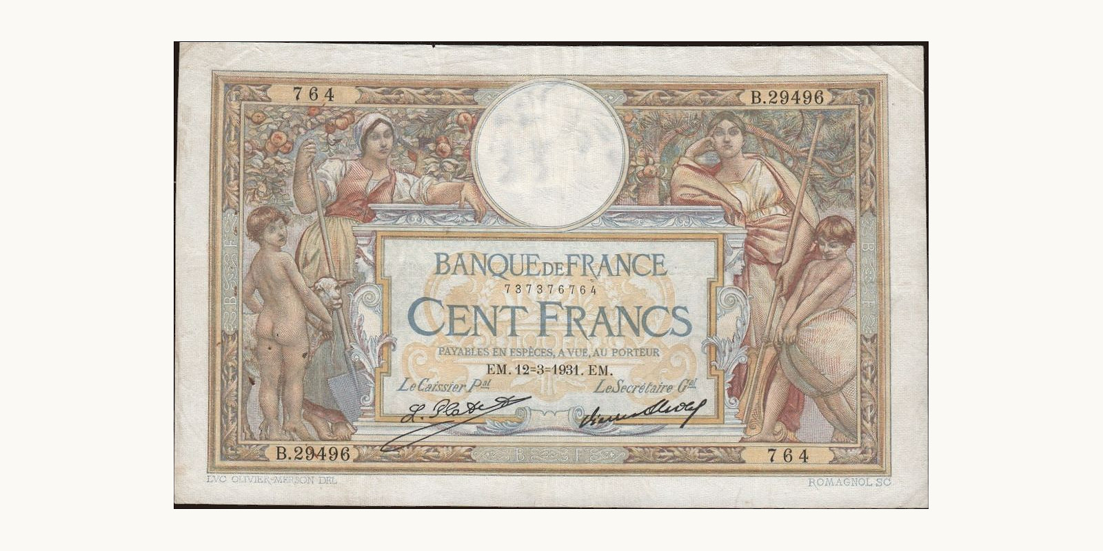 100 franc France 1931 — Front side
