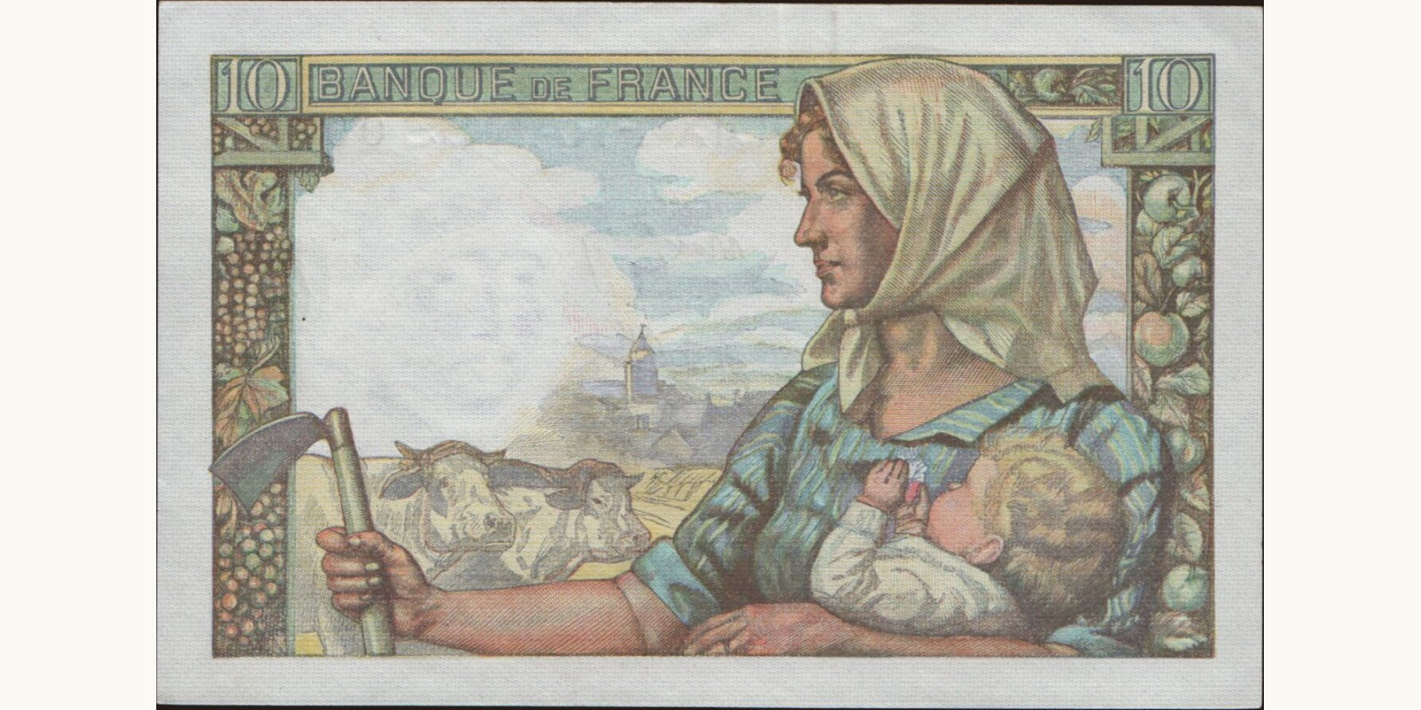 10 franc France 1942 — Back side