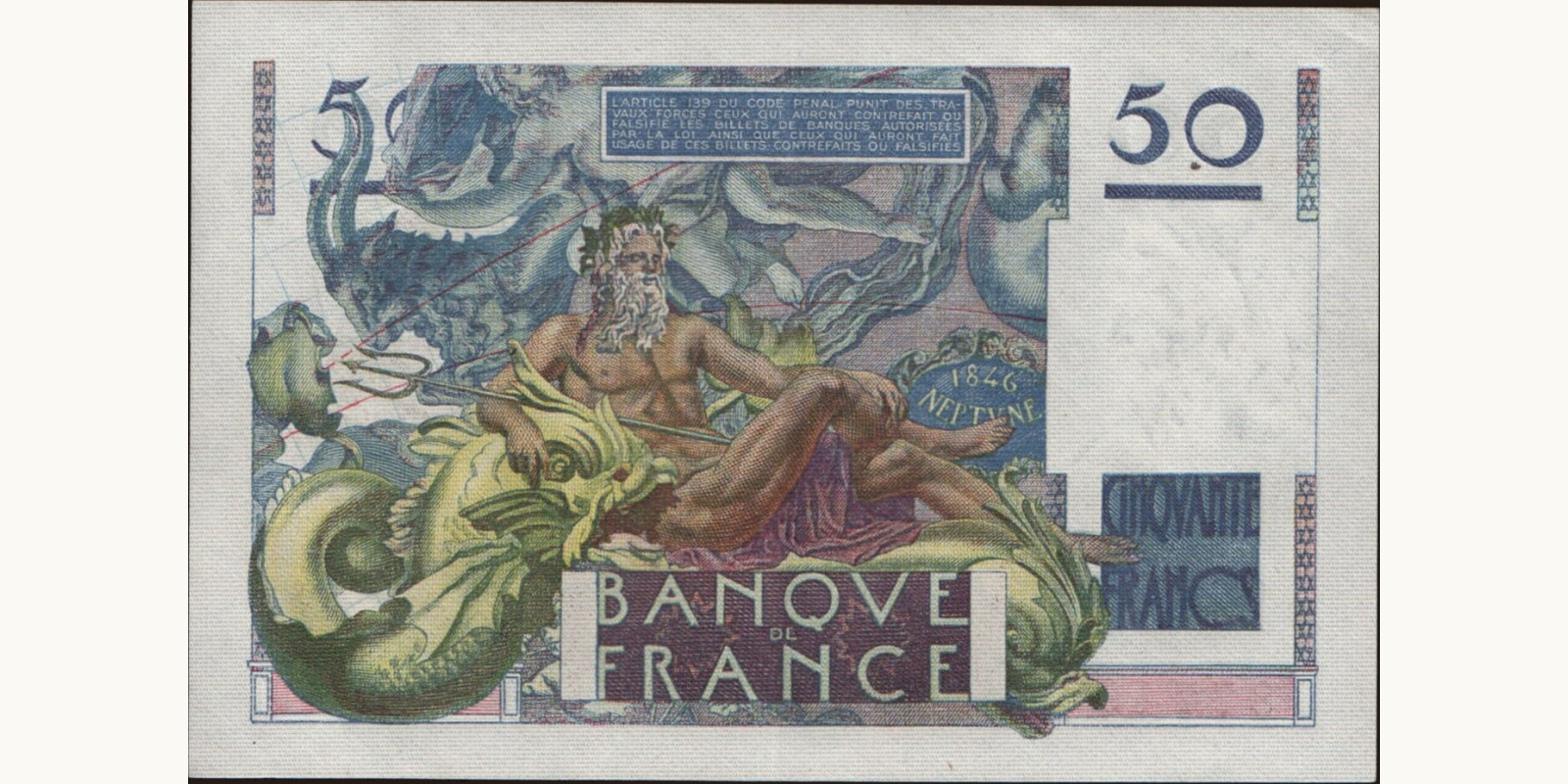 50 franc France 1946 — Back side