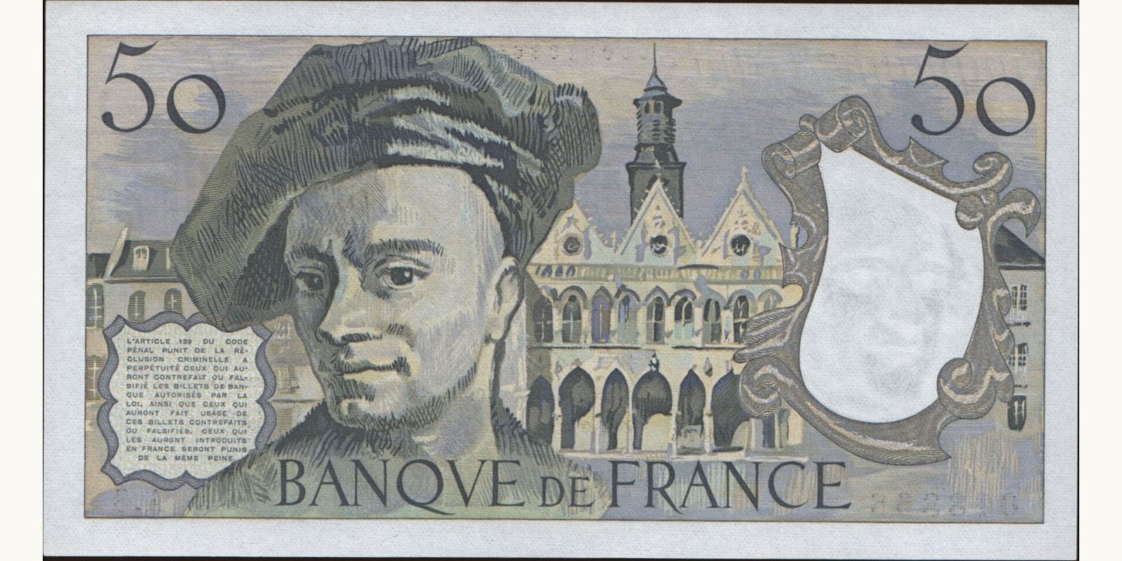 50 franc France 1976 — Back side