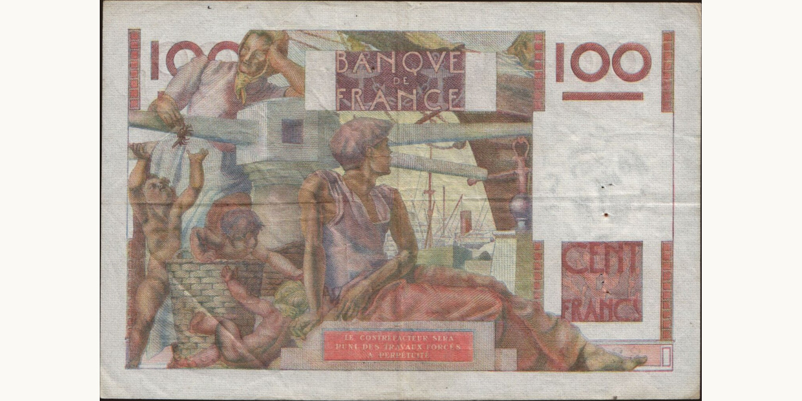 100 franc France 1954 — Back side
