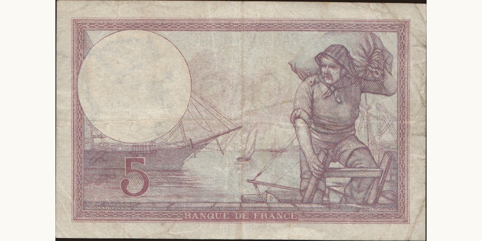 5 franc France 1930 — Back side
