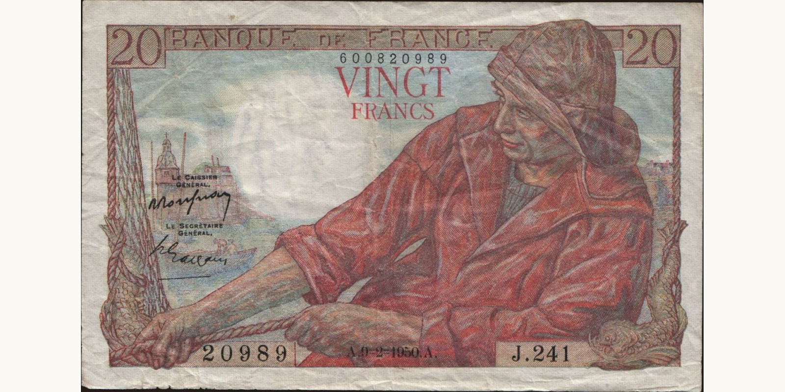 20 franc France 1950 — Front side