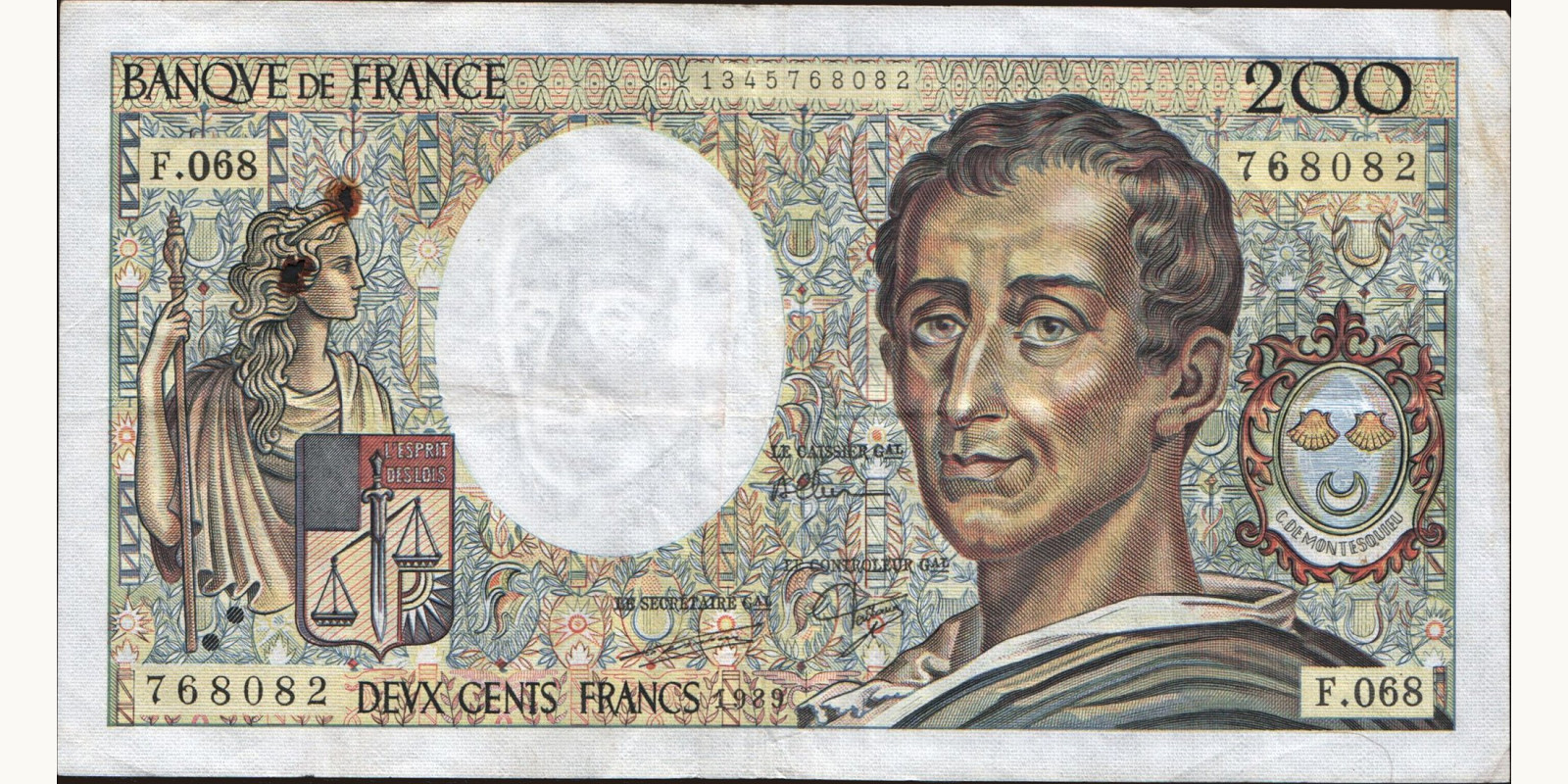 200 franc Франция 1989 — Лицевая сторона