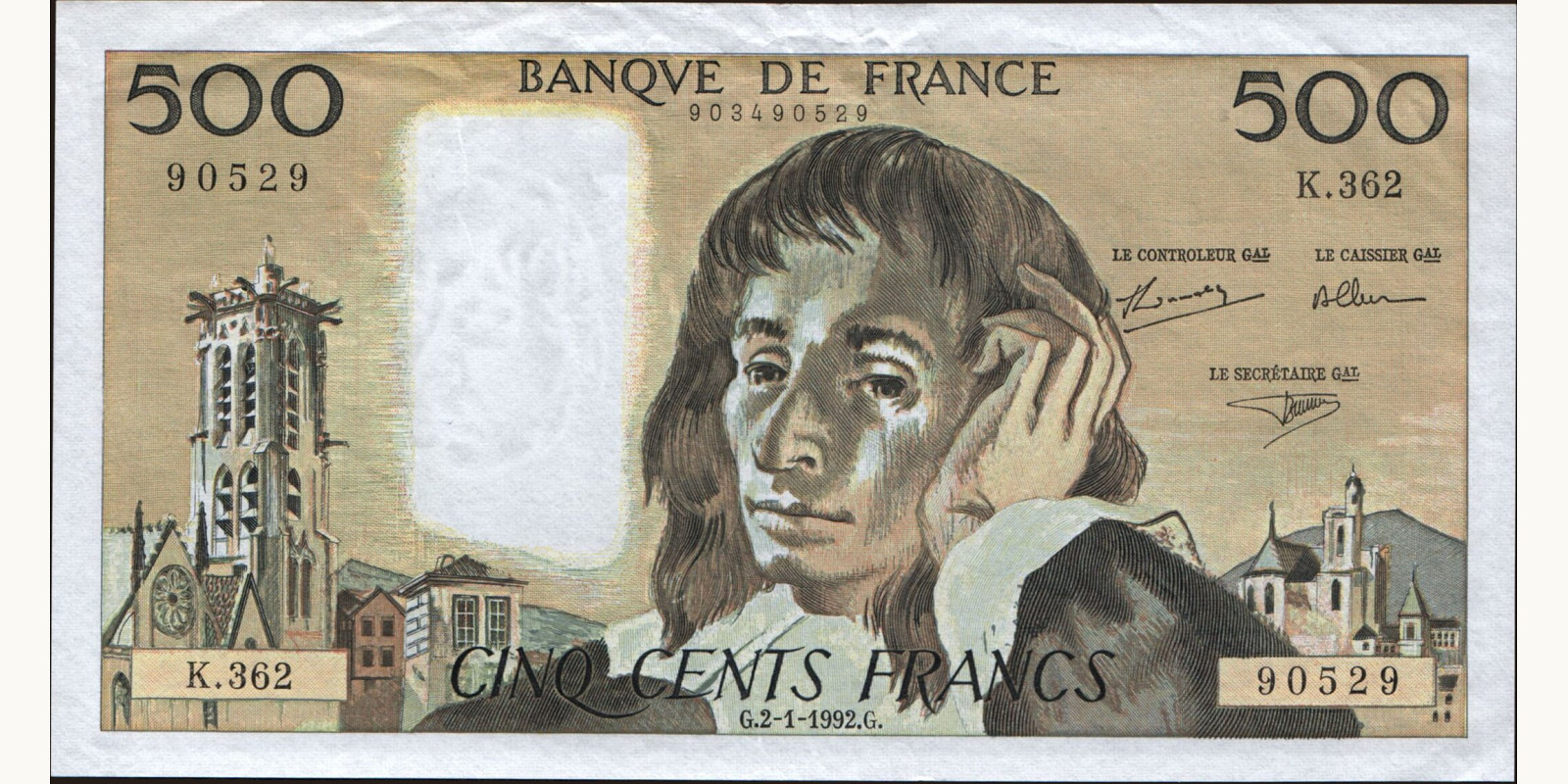 500 franc Франция 1992 — Лицевая сторона