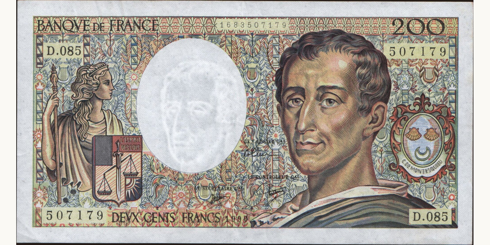 200 franc Франция 1990 — Лицевая сторона