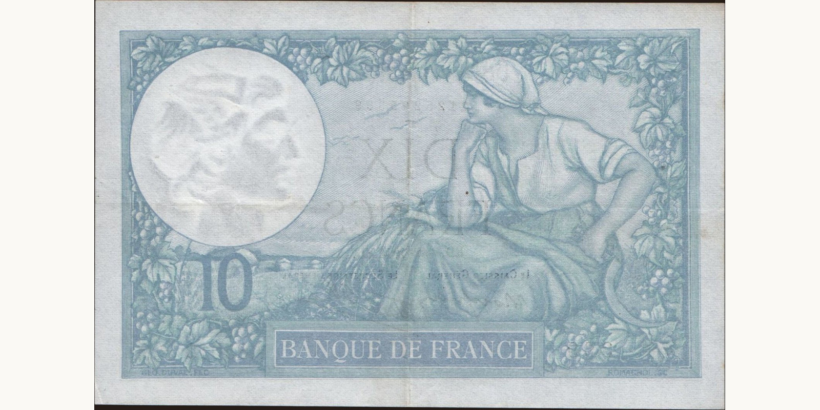 10 franc France 1941 — Back side