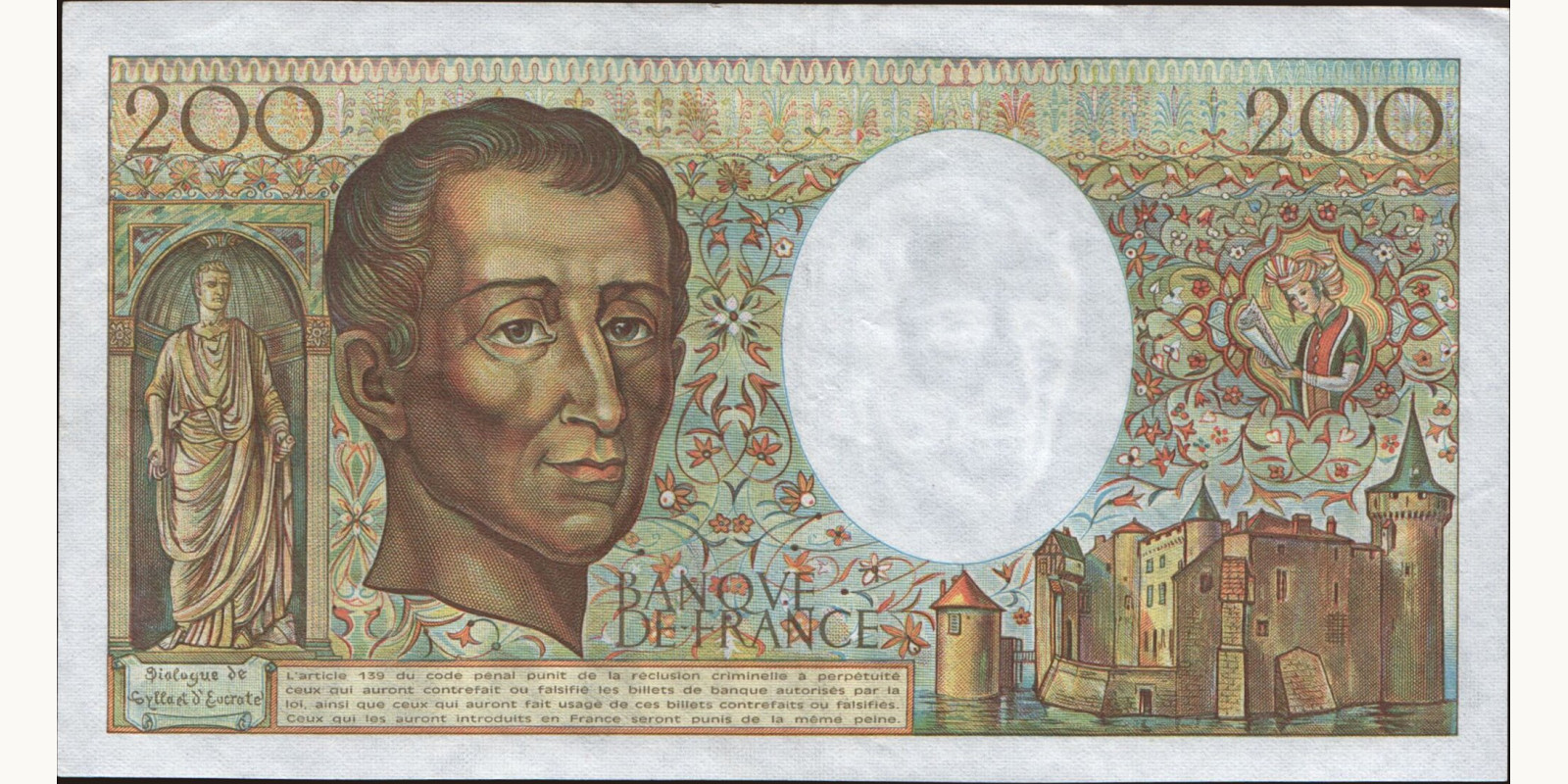 200 franc Франция 1982 — Оборотная сторона