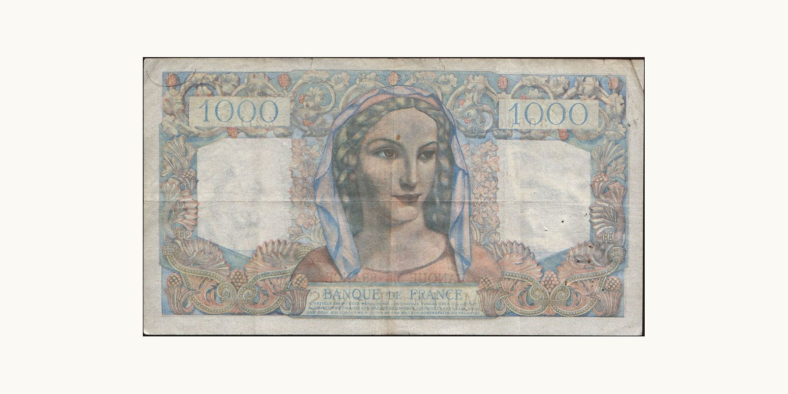 1000 franc Франция 1946 — Оборотная сторона