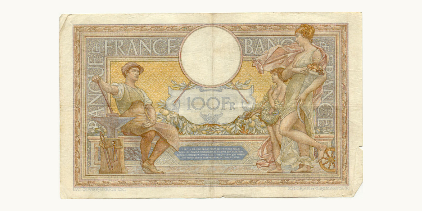 100 franc France 1938 — Front side