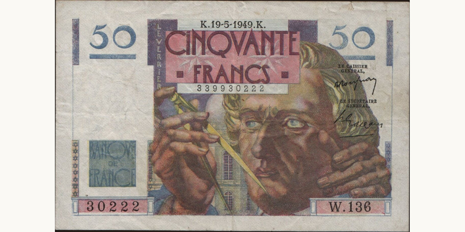 50 franc France 1949 — Front side