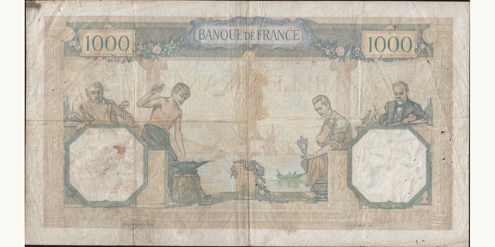 1000 franc France 1937 — Back side