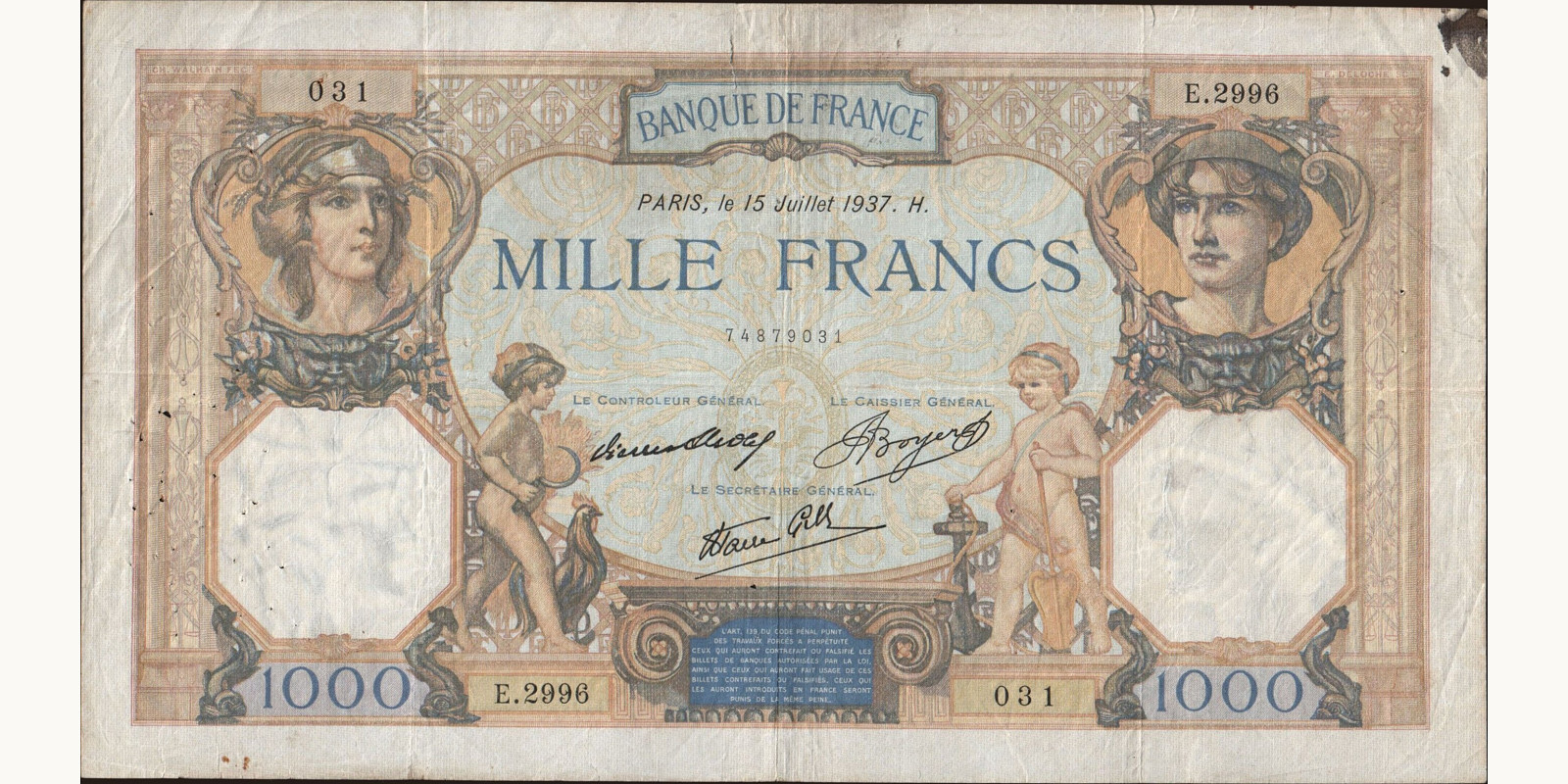 1000 franc 1937