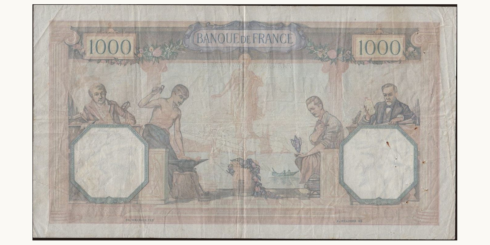 1000 franc Франция 1930 — Оборотная сторона