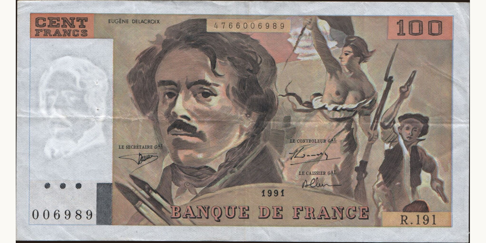 100 franc Франция 1991 — Лицевая сторона