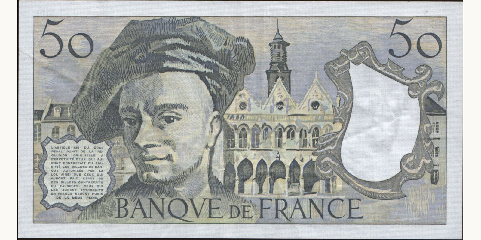 50 franc France 1980 — Back side