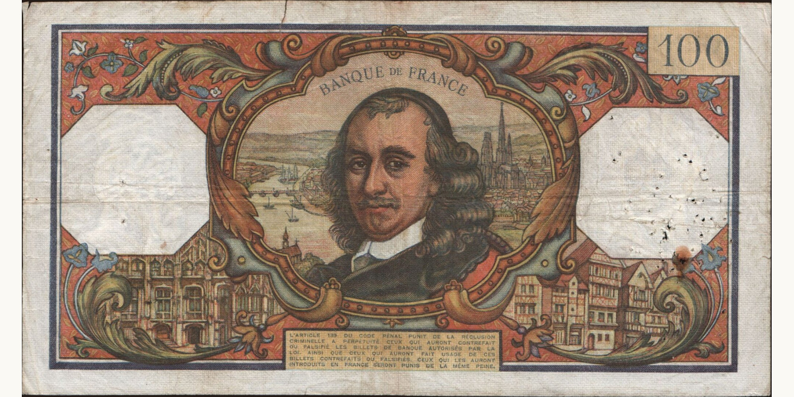 100 franc France 1967 — Back side