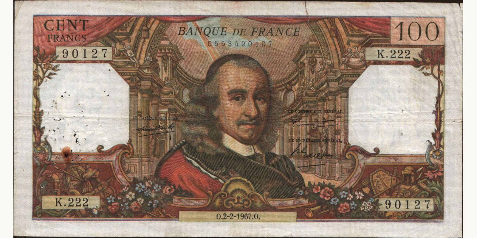 100 franc France 1967 — Front side