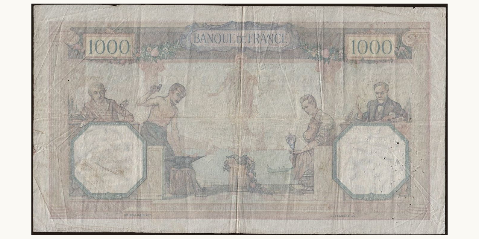 1000 franc France 1932 — Back side