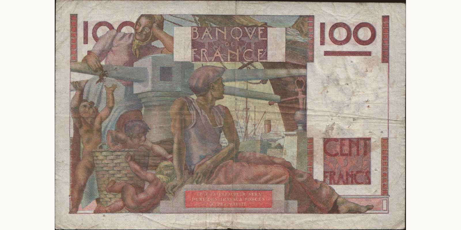 100 franc France 1945 — Back side