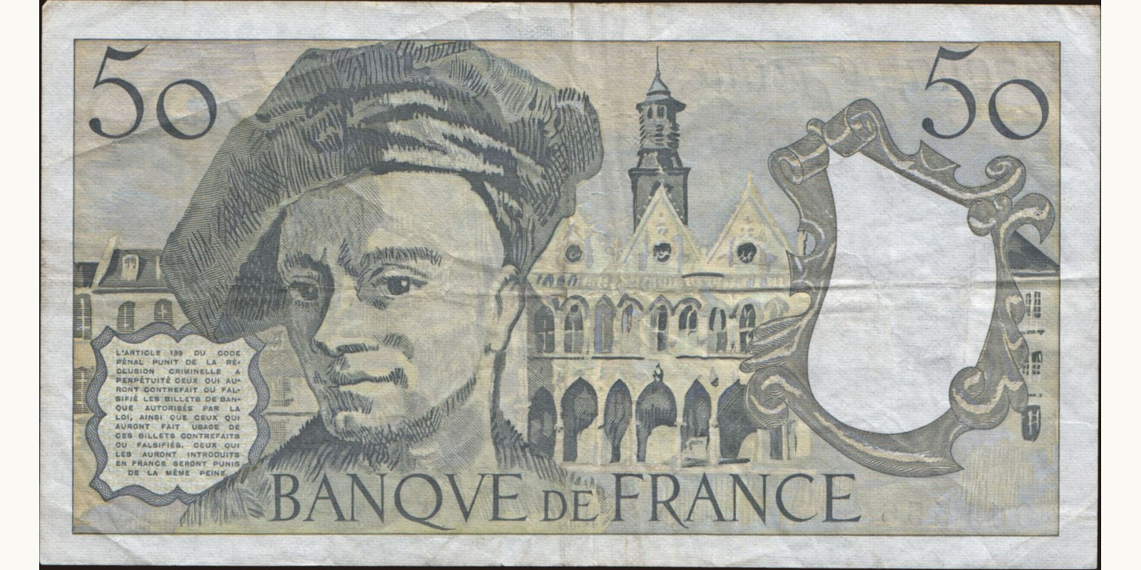 50 franc France 1991 — Back side