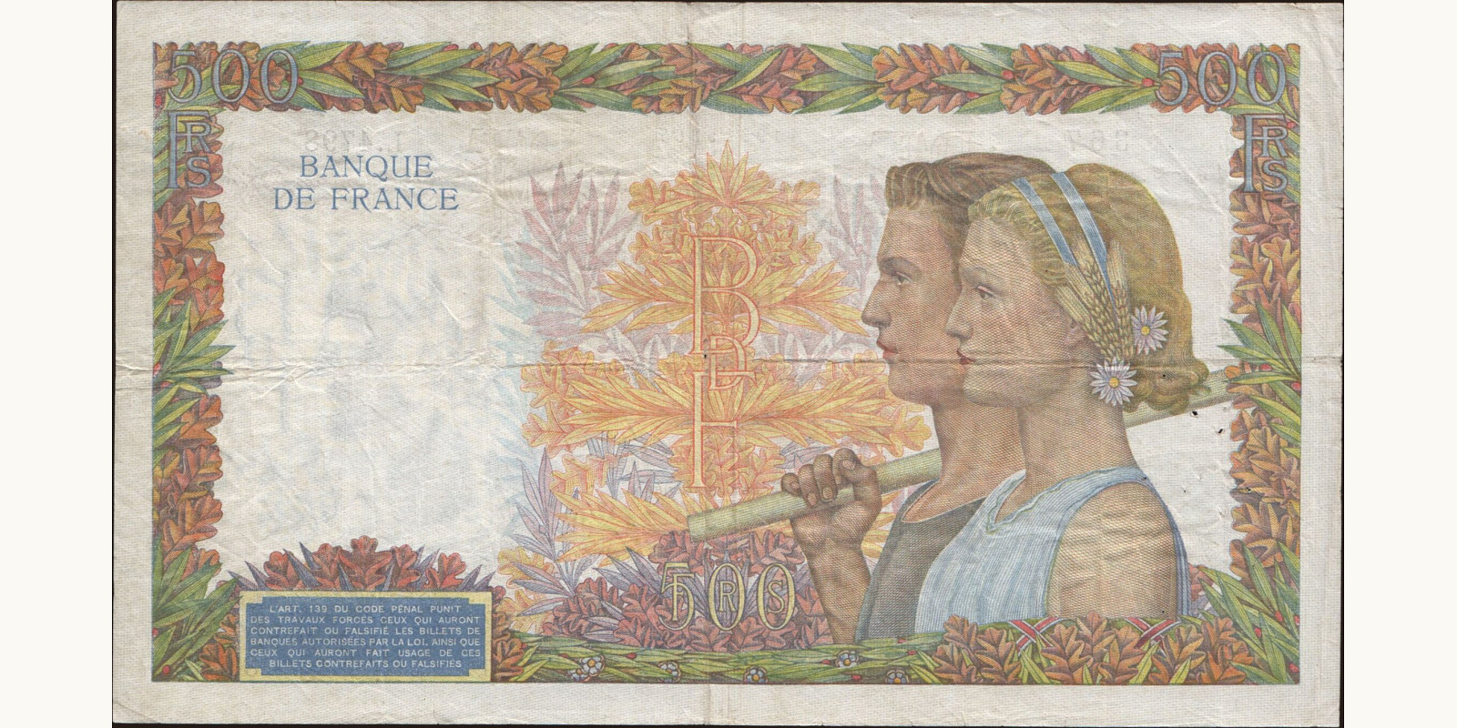 500 franc Франция 1942 — Оборотная сторона