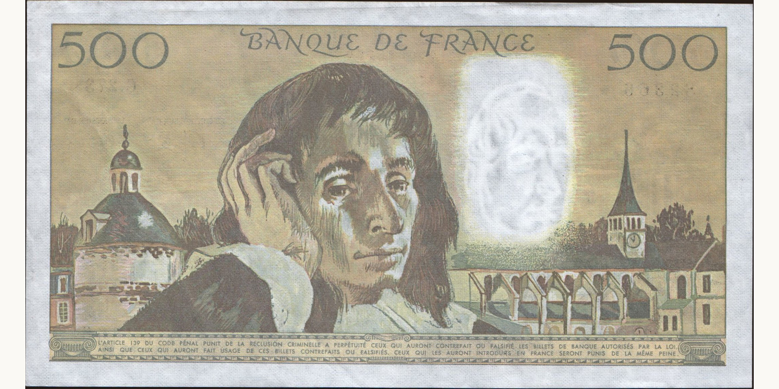 500 franc France 1988 — Back side