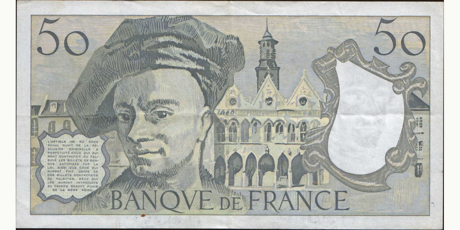 50 franc France 1989 — Back side