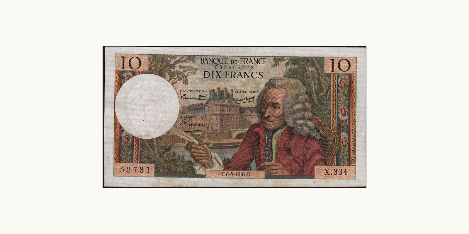 10 franc France 1967 — Front side