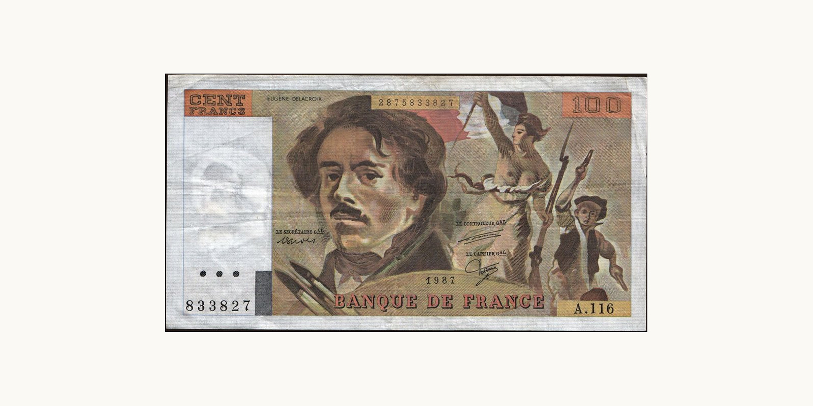100 franc France 1987 — Front side