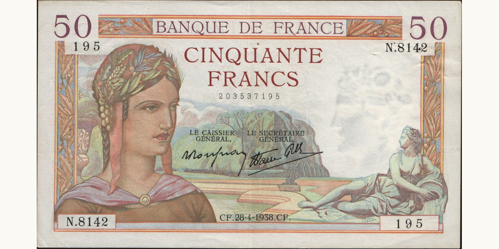 50 franc France 1938 — Front side