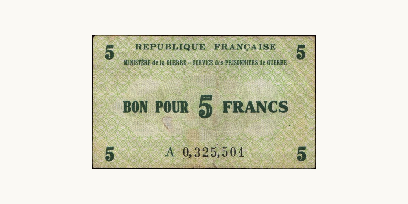 5 franc France 1945 — Front side
