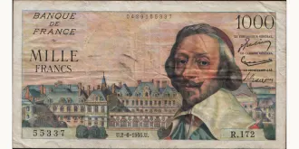 1000 francs 1955