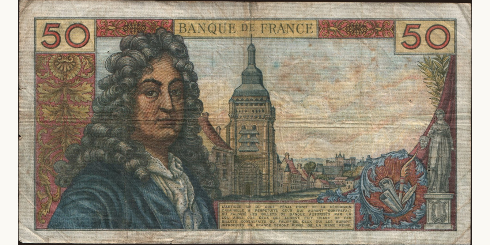 50 franc France 1965 — Back side