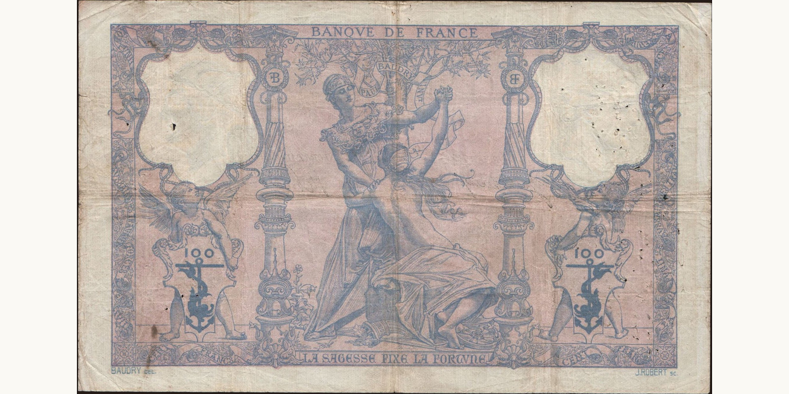 100 franc Франция 1909 — Оборотная сторона