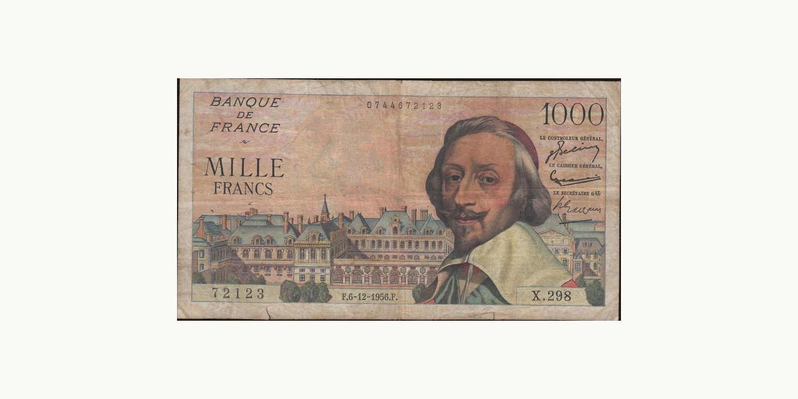 1000 franc France 1956 — Front side
